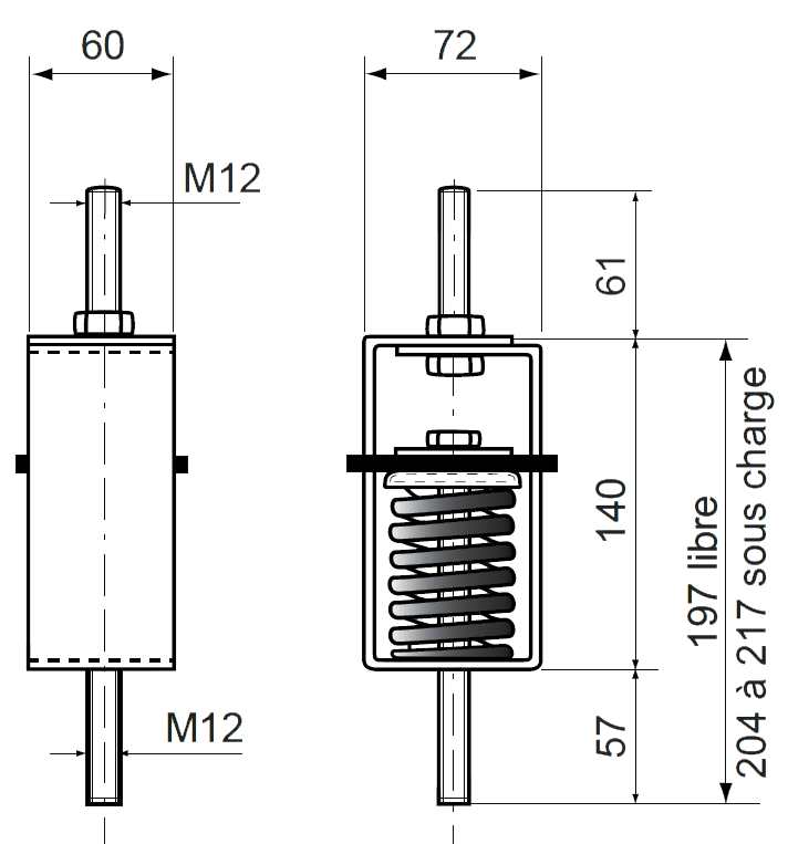 Hutchinson Paulstra VE112 hanger dimensional drawing